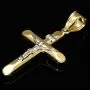 Feiner Kruzifix-Anhänger mit Jesus Christus aus hochwertigem 14K 585er Bicolor Gold (Gelbgold und Weißgold)