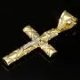 Glänzender Jesus Kreuz Anhänger aus edlem Bicolor 14K 585 Gold (Gelbgold und Weißgold)