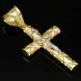 Glänzender Jesus Kreuz Anhänger aus edlem Bicolor 14K 585 Gold (Gelbgold und Weißgold)