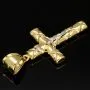 Glänzender Jesus Kreuz Anhänger aus edlem Bicolor 14K 585 Gold (Gelbgold und Weißgold)