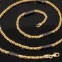 Fein gearbeitete, außergewöhnliche Königskette mit schwarzem, funkelnden Zirkoniabesatz aus exquisitem 585er Gelbgold (14k)- 60cm lang, 2mm breit