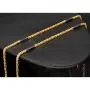 Fein gearbeitete, außergewöhnliche Königskette mit schwarzem, funkelnden Zirkoniabesatz aus exquisitem 585er Gelbgold (14k)- 60cm lang, 2mm breit