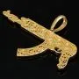 Hochwertig gearbeiteter Maschinengewehr-Anhänger aus edlem, hochglanzpoliertem 585 / 14K Gold fein besetzt mit Zirkoniasteinen