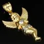 Funkelnder Schutzengel-Anhänger – Engel mit Herz aus 14k 585er Bicolor Gold (Gelbgold und Weißgold)