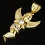 Funkelnder Schutzengel-Anhänger – Engel mit Herz aus 14k 585er Bicolor Gold (Gelbgold und Weißgold)
