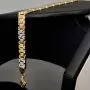 Stilvolles Armband aus hochwertigem 14K / 585er Bicolor Gold (Gelb- und Weißgold) in ca. 19cm Länge, ca 6mm Breite