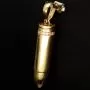 Gold-Anhänger - Patrone aus edlem, hochglanzpoliertem 14K 585 Gelbgold mit funkelndem Zirkoniabesatz