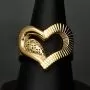 Luxuriöser Goldring für Damen mit funkelndem Herzmotiv aus 14K 585 Gold (Gelbgold) in RG ca. 57