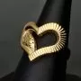 Luxuriöser Goldring für Damen mit funkelndem Herzmotiv aus 14K 585 Gold (Gelbgold) in RG ca. 57