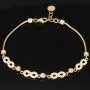 Trendiges Infinity-Armband aus funkelndem 585 14K Gold - Längenverstellbar ca. 17,5 - 19,5 cm mit eingearbeiteten Goldkügelchen in Tricolor (Gelbgold, Weißgold und Roségold)