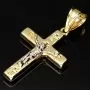 Hochwertiger Kreuzanhänger mit detaillierter Jesusfigur in zeitlosem Design aus 14K 585 Gold in Bicolor Gelbgold und Weißgold