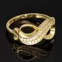 Infinity Ring für damen mit Unendlichkeitssymbol auf hochwertigem 585 14K Gold mit fein besetzten Zirkoniasteinen in ca. RG 55-56