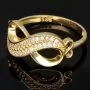Infinity Ring für damen mit Unendlichkeitssymbol auf hochwertigem 585 14K Gold mit fein besetzten Zirkoniasteinen in ca. RG 55-56