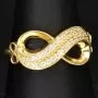 Infinity Ring für damen mit Unendlichkeitssymbol auf hochwertigem 585 14K Gold mit fein besetzten Zirkoniasteinen in ca. RG 55-56