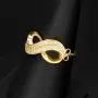 Infinity Ring für damen mit Unendlichkeitssymbol auf hochwertigem 585 14K Gold mit fein besetzten Zirkoniasteinen in ca. RG 55-56