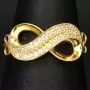 Infinity Ring für damen mit Unendlichkeitssymbol auf hochwertigem 585 14K Gold mit fein besetzten Zirkoniasteinen in ca. RG 55-56