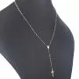 Exklusive Rosenkranz-Y-Kette mit kleinem Amulett und Jesuskreuz aus 14K 585 Gold (Gelbgold mit Nuancen Weißgold - ca. 4,6 g)