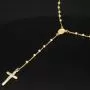 Exklusive Rosenkranz-Y-Kette mit kleinem Amulett und Jesuskreuz aus 14K 585 Gold (Gelbgold mit Nuancen Weißgold - ca. 4,6 g)