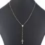 Exklusive Rosenkranz-Y-Kette mit kleinem Amulett und Jesuskreuz aus 14K 585 Gold (Gelbgold mit Nuancen Weißgold - ca. 4,6 g)