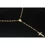 Exklusive Rosenkranz-Y-Kette mit kleinem Amulett und Jesuskreuz aus 14K 585 Gold (Gelbgold mit Nuancen Weißgold - ca. 4,6 g)