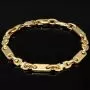 Exquisites Plättchenarmband mit Steigbügelgliedern aus 585er (14-Karat) Gelbgold, ca. 18,5 cm lang und 5,5 mm breit