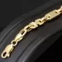 Exquisites Plättchenarmband mit Steigbügelgliedern aus 585er (14-Karat) Gelbgold, ca. 18,5 cm lang und 5,5 mm breit