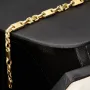 Exquisites Plättchenarmband mit Steigbügelgliedern aus 585er (14-Karat) Gelbgold, ca. 18,5 cm lang und 5,5 mm breit