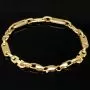 Exquisites Plättchenarmband mit Steigbügelgliedern aus 585er (14-Karat) Gelbgold, ca. 18,5 cm lang und 5,5 mm breit