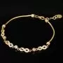 Infinity-Armband aus hochwertigem 585er Gold, 14 Karat, mit funkelnden Unendlichkeitsmotiven, Goldkügelchen in Tricolor (Gelbgold, Weißgold und Roségold) und verstellbarer Länge von 17,5 bis 19 cm