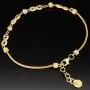 Infinity-Armband aus hochwertigem 585er Gold, 14 Karat, mit funkelnden Unendlichkeitsmotiven, Goldkügelchen in Tricolor (Gelbgold, Weißgold und Roségold) und verstellbarer Länge von 17,5 bis 19 cm