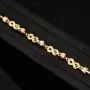 Infinity-Armband aus hochwertigem 585er Gold, 14 Karat, mit funkelnden Unendlichkeitsmotiven, Goldkügelchen in Tricolor (Gelbgold, Weißgold und Roségold) und verstellbarer Länge von 17,5 bis 19 cm