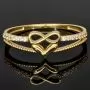 Kunstvoll designter Infinity-Herz-Ring für Damen aus hochwertigem 14K 585er Gold mit funkelnden Zirkonia besetzt ca. RG 58