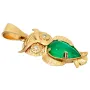 Eulen-Anhänger mit Smaragd Cabochon (ca. 3,5 ct) und 2 Diamanten in 18k 750er Gelbgold (Handarbeit - Unikat)