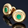 Elegante Ohrstecker mit 2 runden, kolumbianischen Smaragden in 18K / 750 Gold gefasst