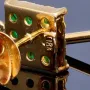Aparte, hängende Ohrringe mit 18 kleinen kolumbianischen Smaragden in 18K / 750 Gold gefasst