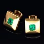 Stilvolle, elegante, quadratische Ohrstecker mit 2 kolumbianischen Smaragden in 18K / 750 Gold gefasst