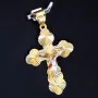 hübscher filigran verzierter Kreuzanhänger aus Gold aus 14k (585er) Gelbgold und Weißgold (bicolor)