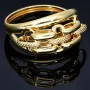 funkelnder Ring für Damen mit außergewöhnlichem Design in 585 14K Gelbgold in Ringgröße ca. 56