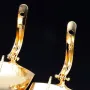 Außergewöhnliche Gold-Creolen aus 585 14K Gelbgold mit gesteppten Muster