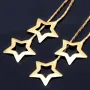 bezaubernde, hängende Sternchen - Ohrringe mit eingefasstem Zirkonia in 585er (14K) Gelbgold