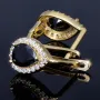 Wunderschöne, glänzende Gold - Ohrringe (585er 14K) mit einem großen, dunkelroten Zirkonia, umgeben von vielen kleinen Zirkoniasteinen