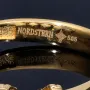 Funkelnder Ring aus 585 / 14K Gold für Damen mit 5 großen, leuchtenden Zirkonia (Diamantimitationen im Brillantschliff) bestückt (ca. 56-57 RG)
