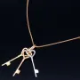 Exquisites Schmuckset - 585 Roségold - Halskette und einem Tricolor - Anhänger in 14K / 585 Gelb-, Rosé und Weißgold mit 3 Schlüsseln in Herzform