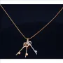 Exquisites Schmuckset - 585 Roségold - Halskette und einem Tricolor - Anhänger in 14K / 585 Gelb-, Rosé und Weißgold mit 3 Schlüsseln in Herzform