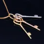 Exquisites Schmuckset - 585 Roségold - Halskette und einem Tricolor - Anhänger in 14K / 585 Gelb-, Rosé und Weißgold mit 3 Schlüsseln in Herzform