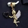 Hochwertiger Engel - Anhänger mit Herz aus Gold aus 14k (585er) Gelbgold und Zirkoniabesatz