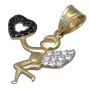 Hochwertiger Engel - Anhänger mit Herz aus Gold aus 14k (585er) Gelbgold und Zirkoniabesatz