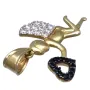Hochwertiger Engel - Anhänger mit Herz aus Gold aus 14k (585er) Gelbgold und Zirkoniabesatz