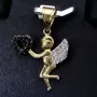 Hochwertiger Engel - Anhänger mit Herz aus Gold aus 14k (585er) Gelbgold und Zirkoniabesatz