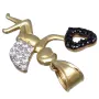 Hochwertiger Engel - Anhänger mit Herz aus Gold aus 14k (585er) Gelbgold und Zirkoniabesatz